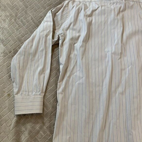 Tommy Hilfiger Mens Large Dress Shirt Regular Fit White Striped Long Sleeve - Picture 12 of 16